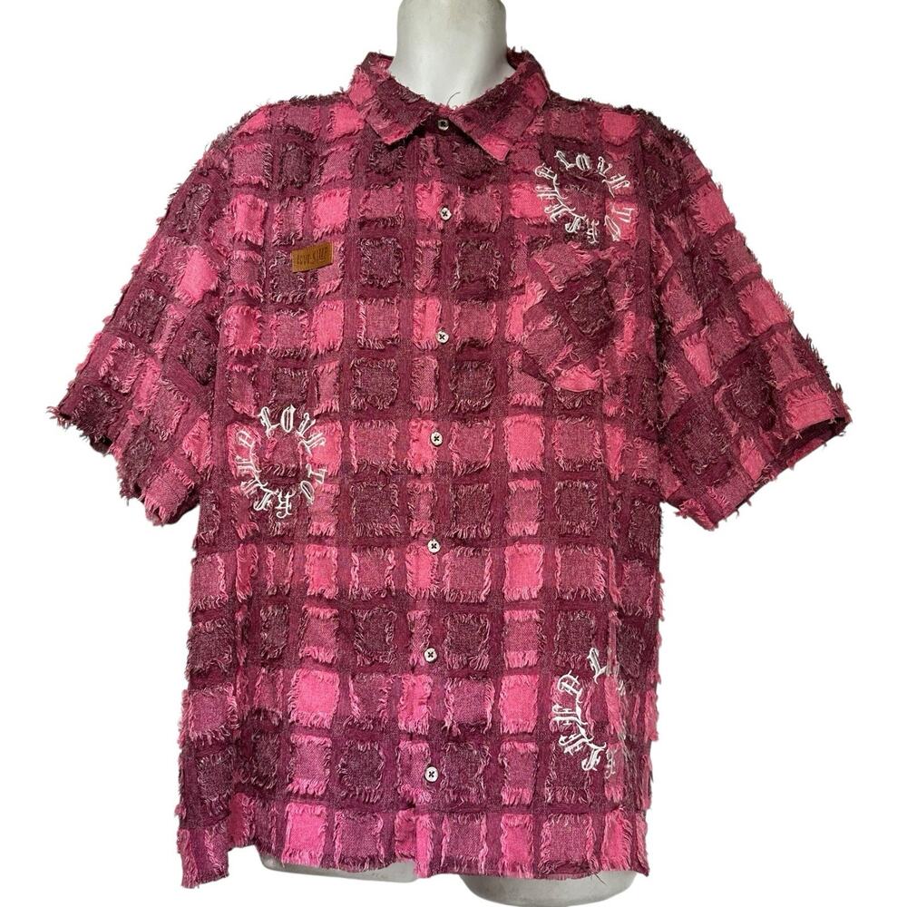 Keep It Kleep Trek Pink Plaid Fray Shirt Shorts Set 3XL Streetwear Festival - Picture 2 of 16